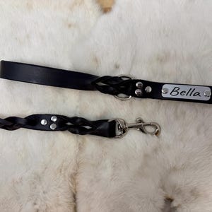 Braided, Personalized Leather Dog Leash With Optional Name plate (Multiple Leather & Metal Colors) image 14