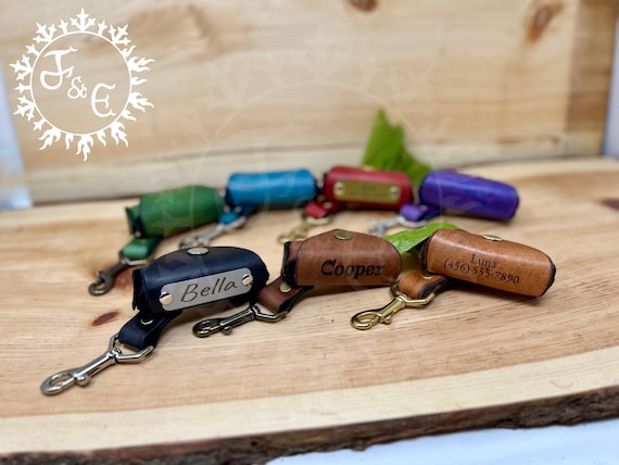 Engraved Poop Bag Holder With Optional Personalized Name plate