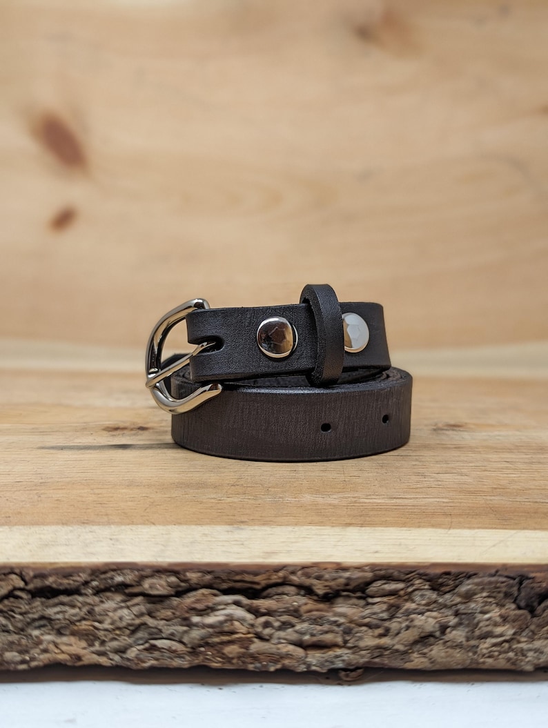 Handmade Full Grain, Cow Leather Belt: Customizable Buckle & Length, USA Made, 1" Wide Bild 11