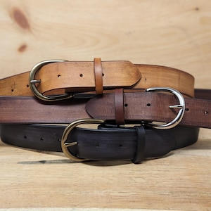 1.5" Full-Grain Leather Buckle Belt: Customizable Size, Changeable Buckle