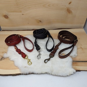 Personalized Leather Dog Leash With Optional Name plate (Multiple Leather & Metal Colors) image 1