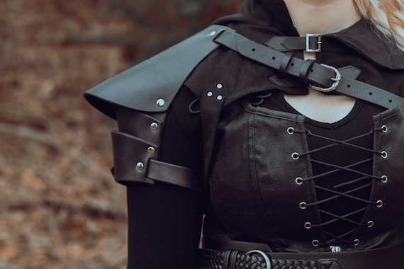 Women's Leather Pauldron/Shoulder Armor (Customize Your Armor With Multiple Leather & Metal Color Options)