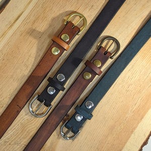 Handmade Full Grain, Cow Leather Belt: Customizable Buckle & Length, USA Made, 1" Wide Bild 4