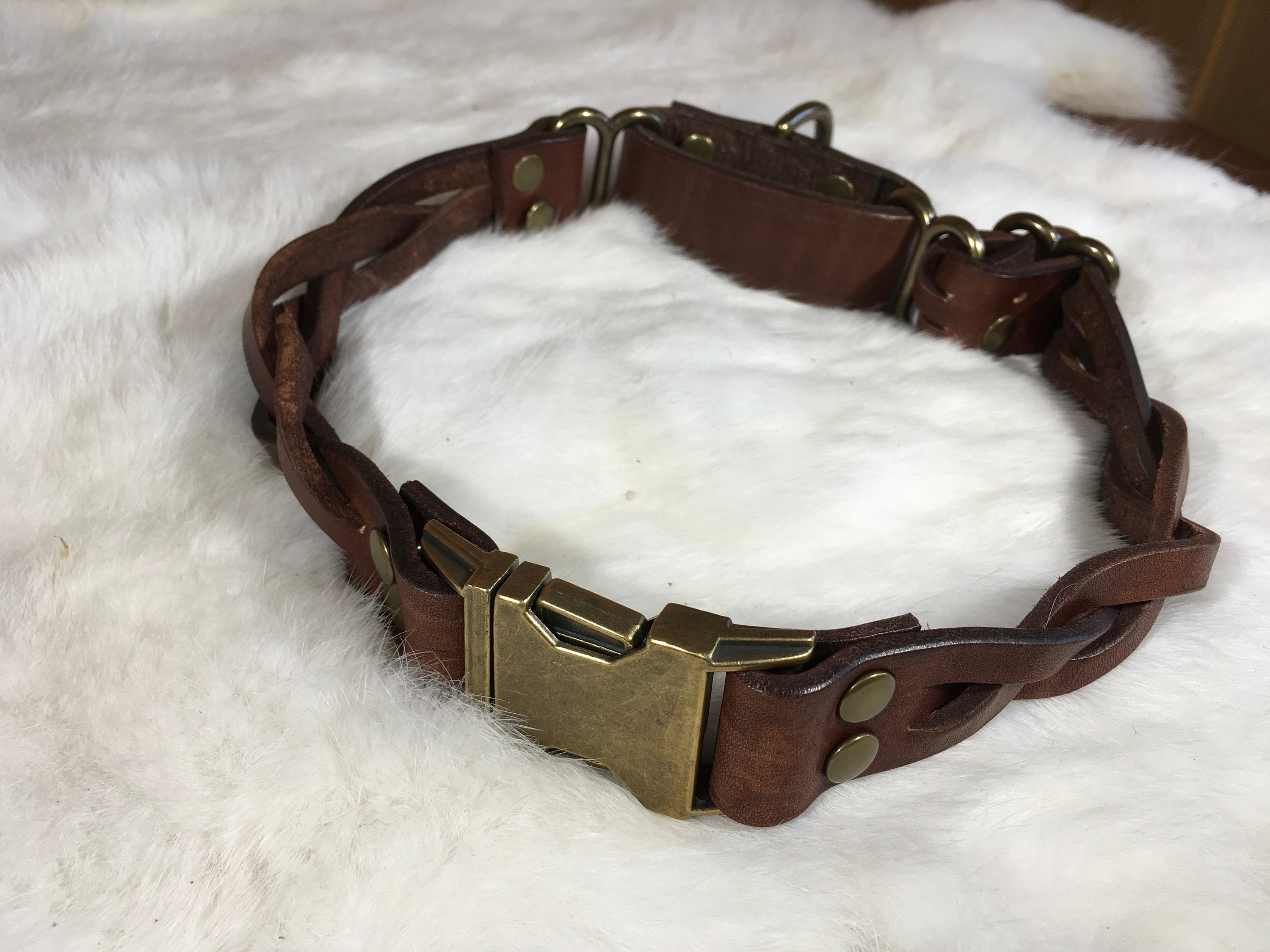 braided leather martingale collar