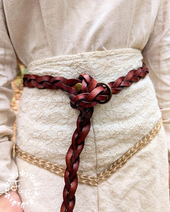 Women's Braided Leather Ring Belt 1" Wide (Customize with Multiple Leather and Metal Color Options)