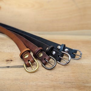 Handmade Full Grain, Cow Leather Belt: Customizable Buckle & Length, USA Made, 1" Wide Bild 9