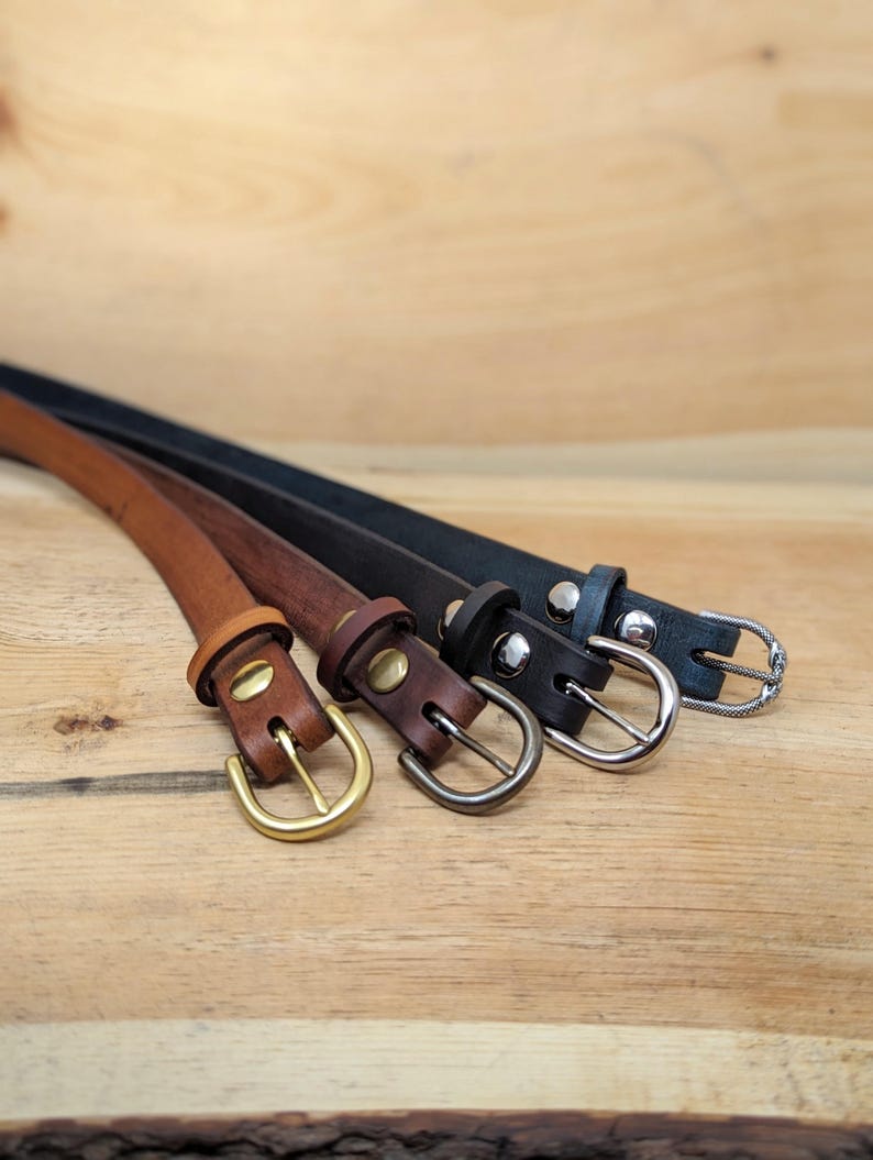 Handmade Full Grain, Cow Leather Belt: Customizable Buckle & Length, USA Made, 1" Wide Bild 9