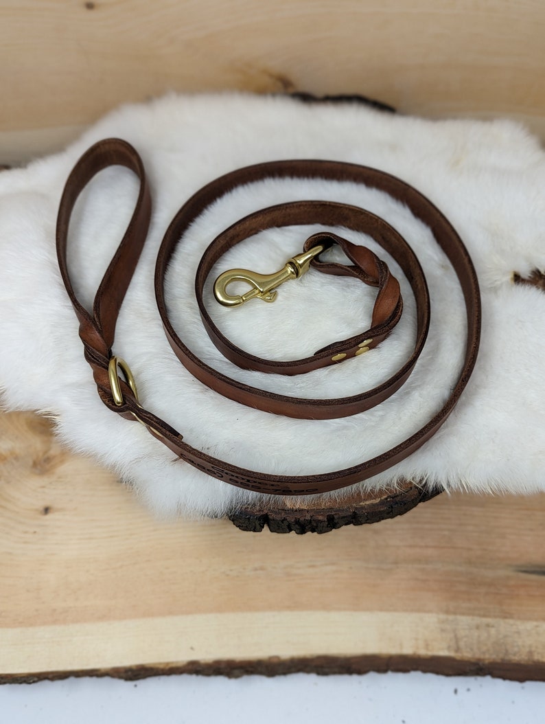Personalized Leather Dog Leash With Optional Name plate (Multiple Leather & Metal Colors) image 17