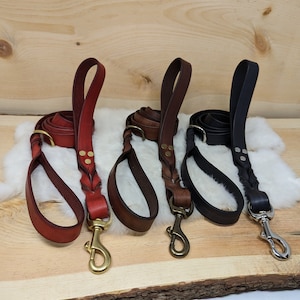 Personalized Two Handled Leather Dog Leash With Optional Name Plate ...