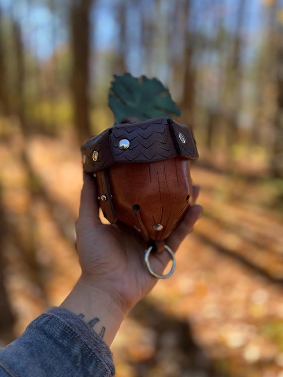 Small Leather Acorn Belt Pouch  (Customize Your Pouch In Your Choice of Leather & Metal)