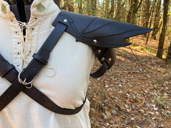 Leather Dragon Wing Pauldron/Shoulder Armor (Customize Your Armor With Multiple Leather & Metal Color Options)