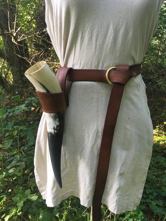 Leather Drinking Horn Holder Belt Frog (Customize With Multiple Leather & Metal Color Options)