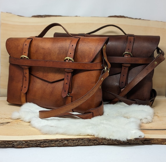 Personalized Genuine Leather Messenger Bag With Buckles (Customize Multiple Leather & Metal Colors)