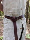 1-1/4" Wide Leather Ring Belt for Ren Faire, Handmade Medieval Renaissance Costume Accessory
