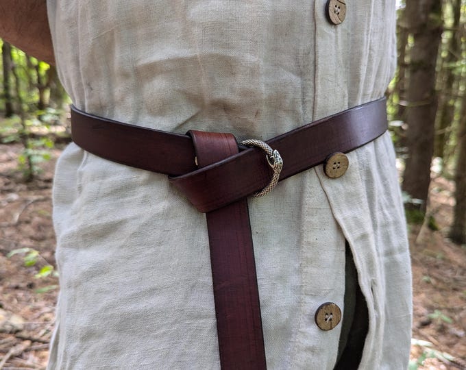 1-1/4" Wide Leather Ring Belt for Ren Faire, Handmade Medieval Renaissance Costume Accessory