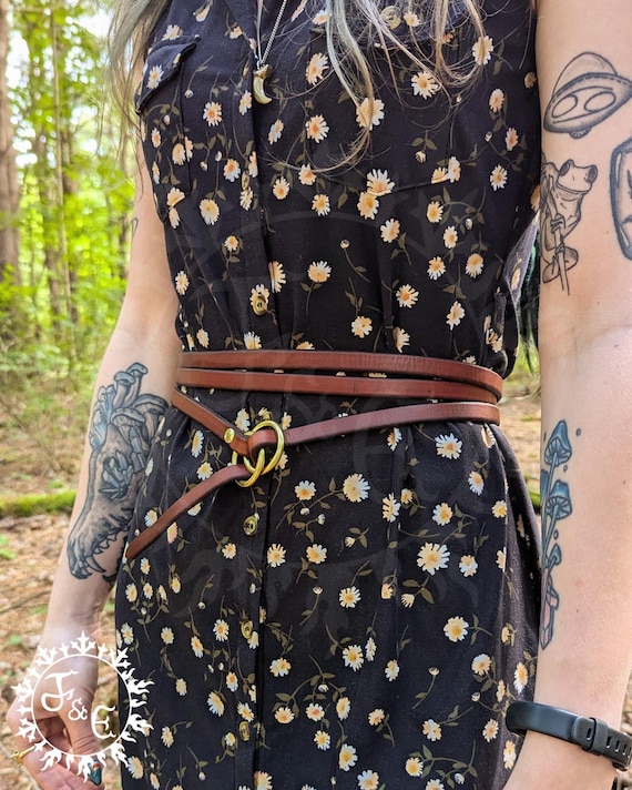 Women's Slim Leather Multi Wrap Belt Half Inch Wide (Customize Yours with Multiple Leather and Metal Color Options)