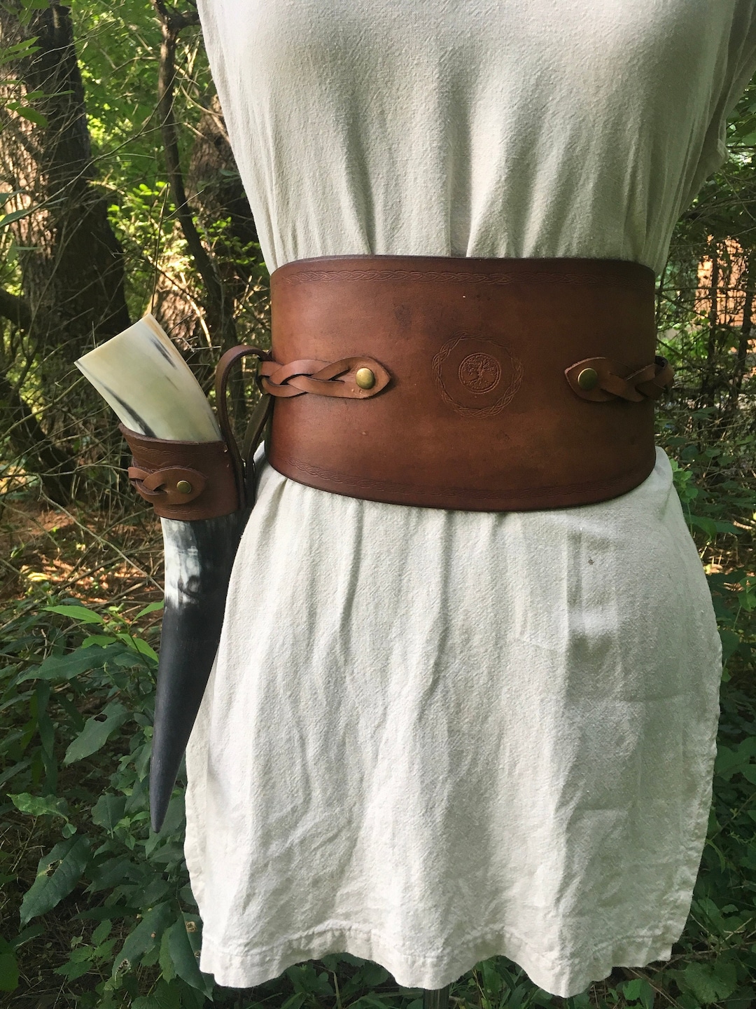 8771 Women Renaissance Obi Belt, Medieval Leather Wide Belts For Women, Ramede 6 Pcs Women Renaissance Accessories Medieval Leather  main image 3