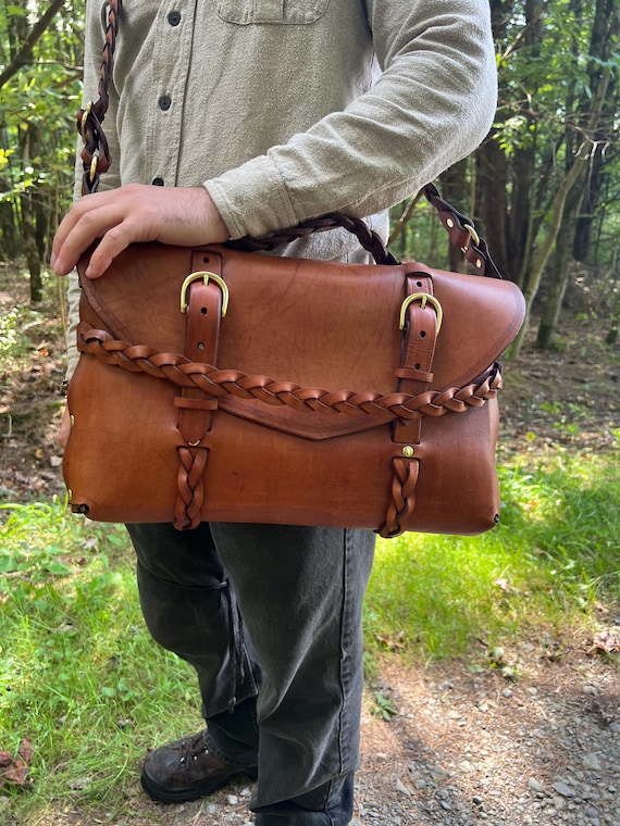 Personalized High Quality Braided Leather Buckled Messenger Bag (Customize Yours in Multiple Leather & Metal Colors)