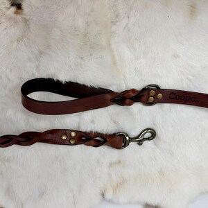 Braided, Personalized Leather Dog Leash With Optional Name plate (Multiple Leather & Metal Colors) image 13