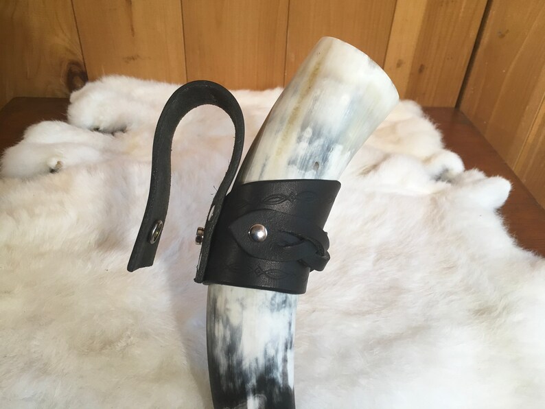 Braided Leather Drinking Horn Holder Belt Frog Etsy