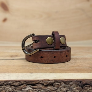 Handmade Full Grain, Cow Leather Belt: Customizable Buckle & Length, USA Made, 1" Wide Bild 10