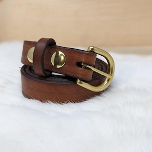 Handmade Full Grain, Cow Leather Belt: Customizable Buckle & Length, USA Made, 1" Wide Bild 12