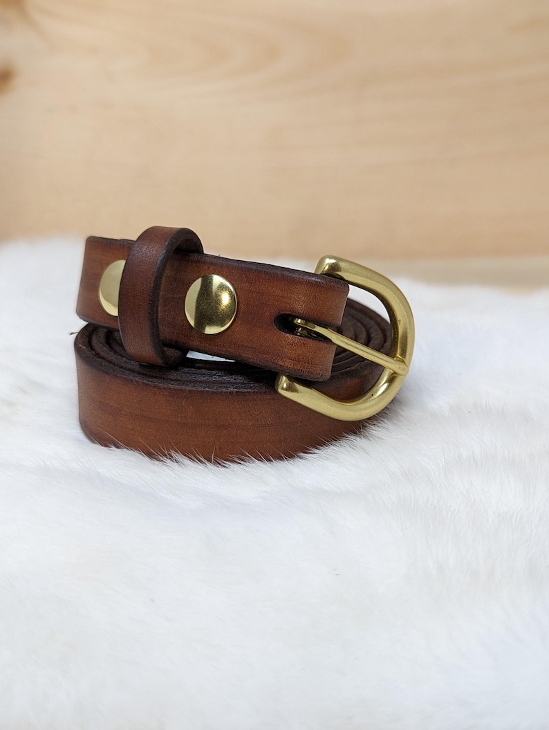 Handmade Full Grain, Cow Leather Belt: Customizable Buckle & Length, USA Made, 1" Wide Bild 12