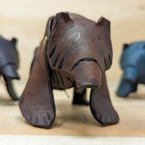 Little Leather Bear Figurines/Miniatures (Customize in Your Choice of Leather And Metal Color)