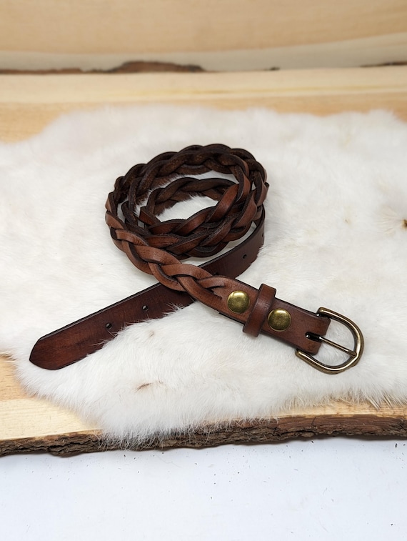 Braided Leather Belt: Customizable Genuine Cowhide, 1" Wide