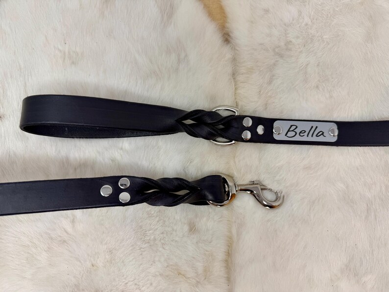 Personalized Leather Dog Leash With Optional Name plate (Multiple Leather & Metal Colors) image 15