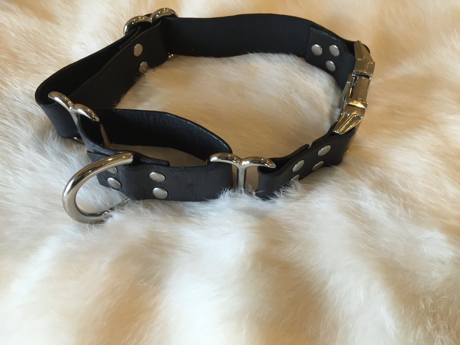 Personalized Black Leather Martingale Dog Collar with Etsy