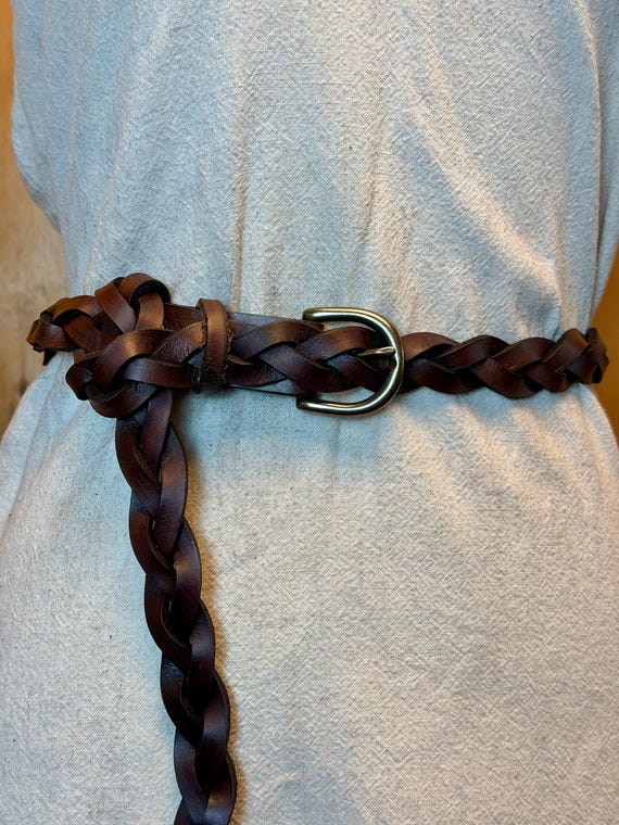 Braided Leather Tie Belt: Customizable Buckle & Length, 1" Wide, with a Tie-able Tail