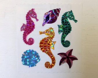 サンディライオンシールセット 蝶と海洋生物のシール2シートセット レア 廃盤 Sandylion Stickers Holographic 1990s /safari Tropical Fish