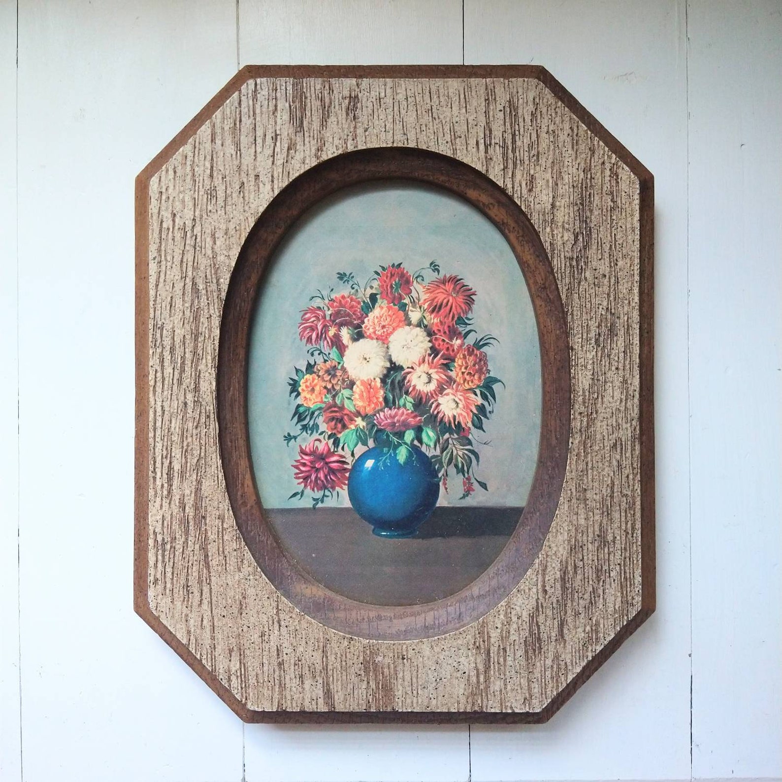 Vintage Floral Wall Decor Framed Flower Wall Art Etsy