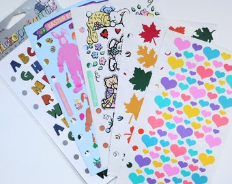 Stickopotumus Sticker Sheets / 90s Heart Stickers /Fall Leaves, Holographic Alphabet Sticker Sheet, Easter Egg Hunt, Our Baby, Planner