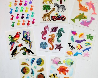 サンディライオンシールセット 蝶と海洋生物のシール2シートセット レア 廃盤 Sandylion Stickers Holographic 1990s /safari Tropical Fish