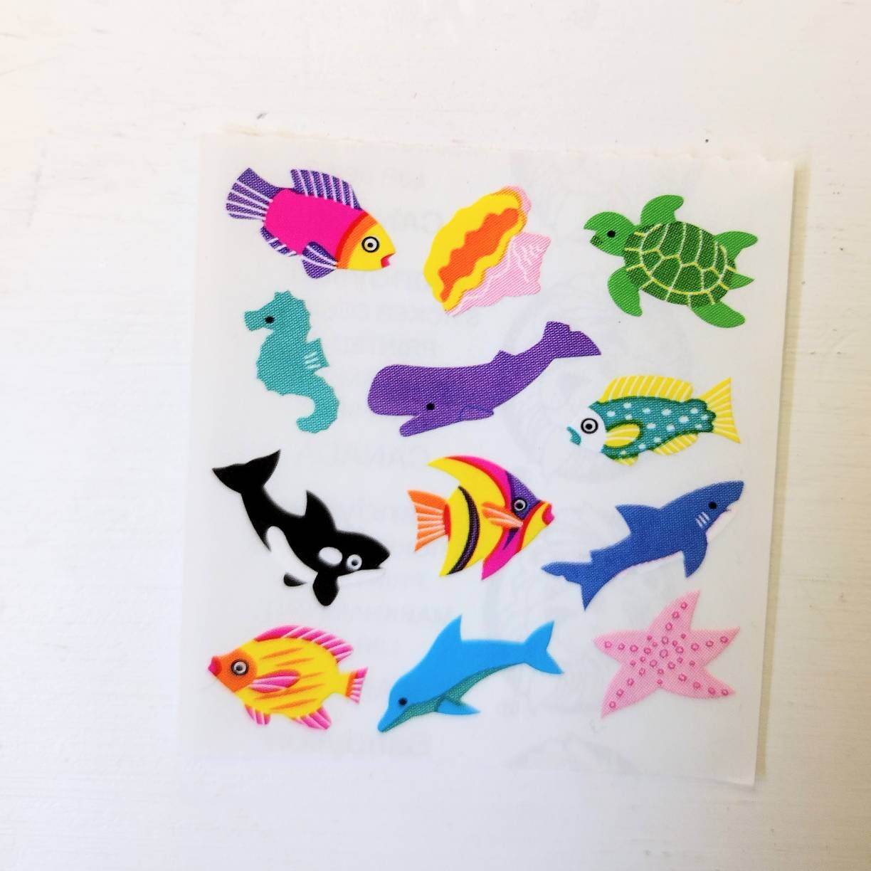 サンディライオンシールセット 蝶と海洋生物のシール2シートセット レア 廃盤 Sandylion Stickers Holographic 1990s /safari Tropical Fish