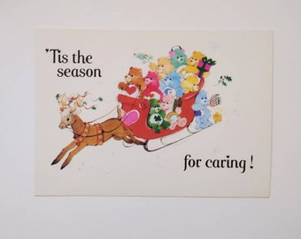 Care Bears / Original / Christmas Card /  Tis The Season Vintage Carebears Postcard / 4x6 inches
