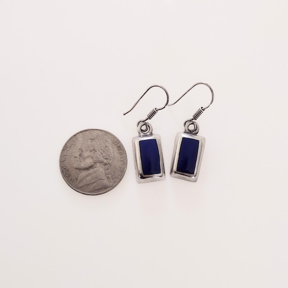 Rectangular Lapis Lazuli Sterling Silver 925 Dang… - image 4