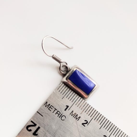 Rectangular Lapis Lazuli Sterling Silver 925 Dang… - image 3