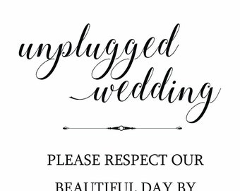 Unplugged Wedding Sign - Digital Download