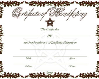 Rust Red Handfasting Certificate - Celtic  Pagan Theme - Bride and Groom