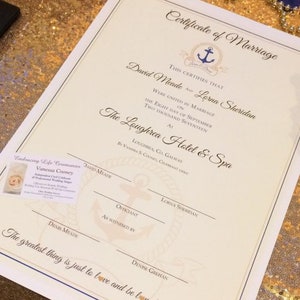 Maritime Gold Hochzeit Heiratsurkunde - Personalisiert - A3