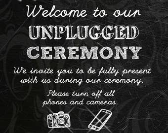 Damaske Chalkboard style Unplugged Wedding Ceremony Sign