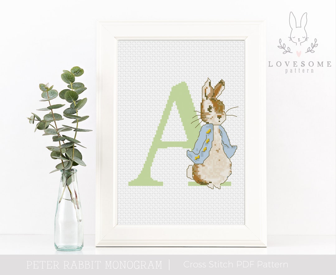 Peter Rabbit Monogram A Cross Stitch PDF Pattern, Peter Rabbit Alphabet ...