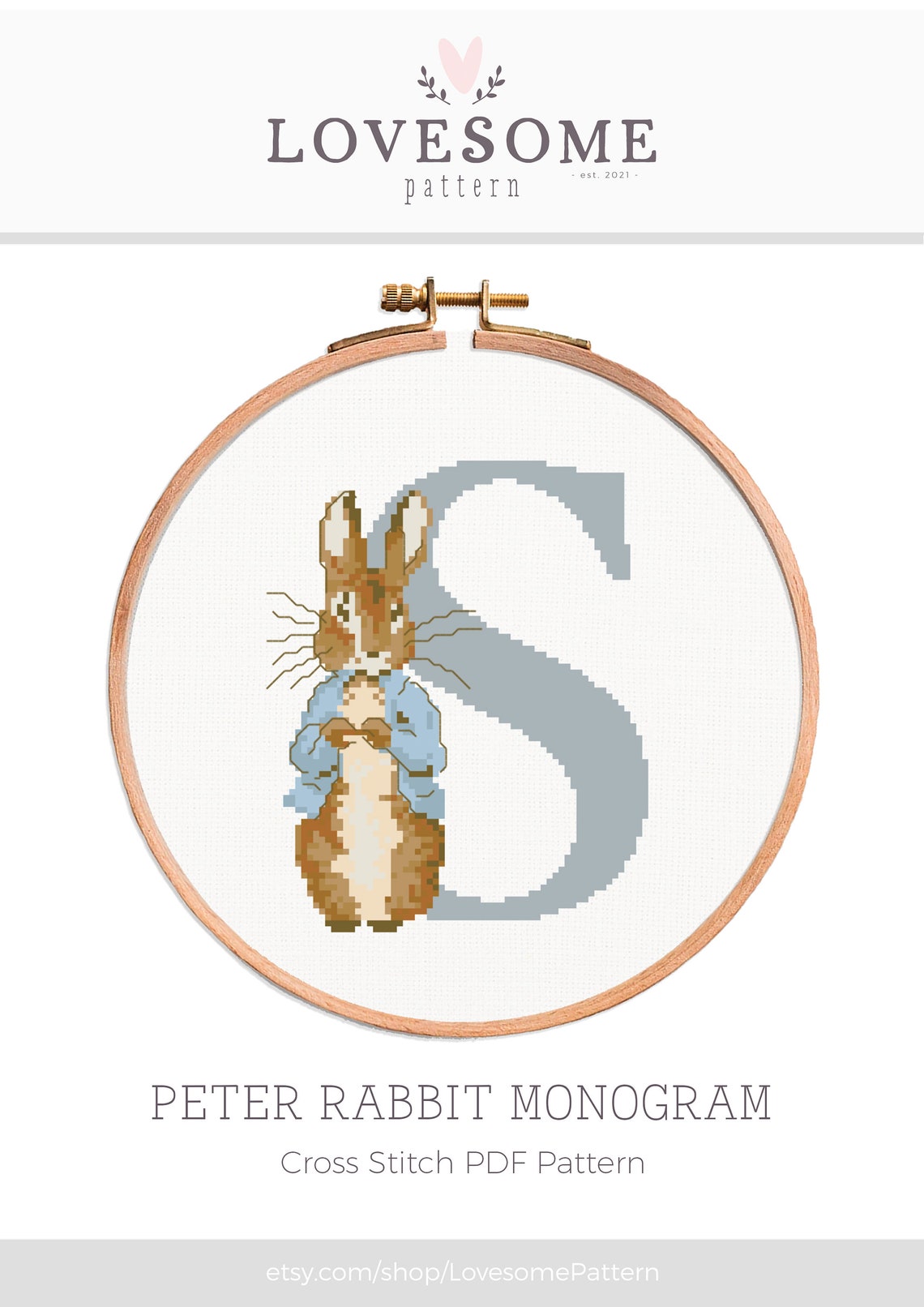 Peter Rabbit Monogram S Cross Stitch PDF Pattern Peter Rabbit - Etsy