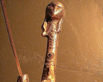 Venus incense holder in brass and bronze with Hematite