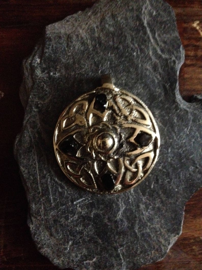 Large Medallion shield solid brass and onyx
