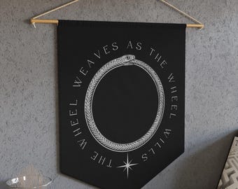 Wheel of Time Great Serpent Wall Hanging, Pennant Banner Flag for Game Room, Library, or Office