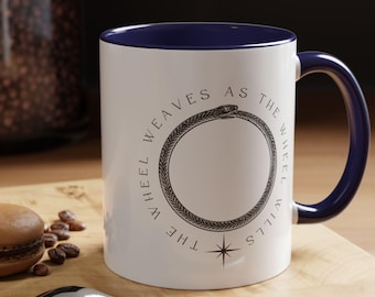 Elegant Wheel of Time Accent Color Mug with Aes Sedai Serpent Detail